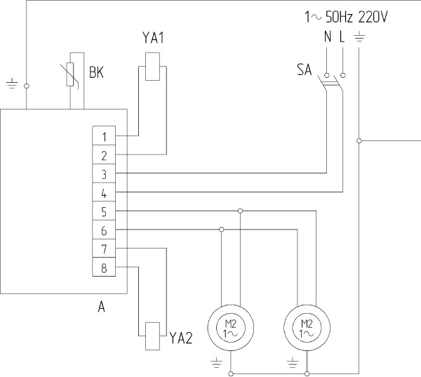 Схема электрическая принципиальная осушителя ОВ-132М