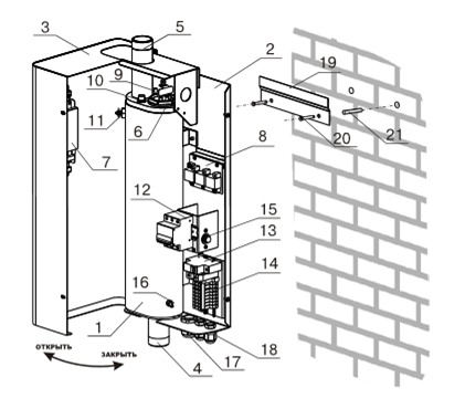 Конструкция водонагревателя и способ его крепления к стене