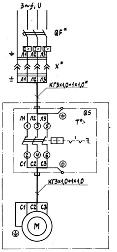 Схема электрическая принципиальная и соединений установки компрессорной, модель К-11