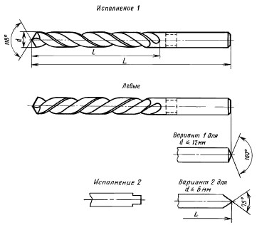 Чертеж сверла спирального по металлу 7 мм