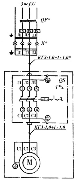 Схема электрическая принципиальная и соединений установки компрессорной, модель К-2