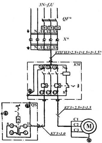 Схема электрическая принципиальная и соединений установки компрессорной, модель К-31