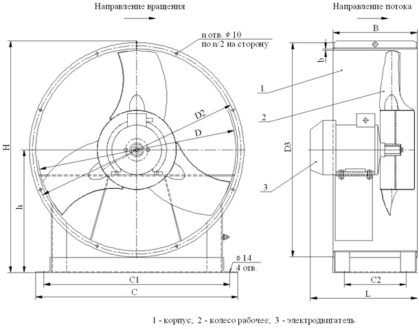 Вентилятор осевой ВО 12-303-10К